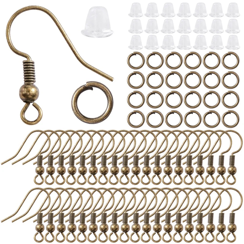 300-teiliges Ohrringe-Bastelset – Haken, Biegeringe, Gummistopper, Hypoallergen