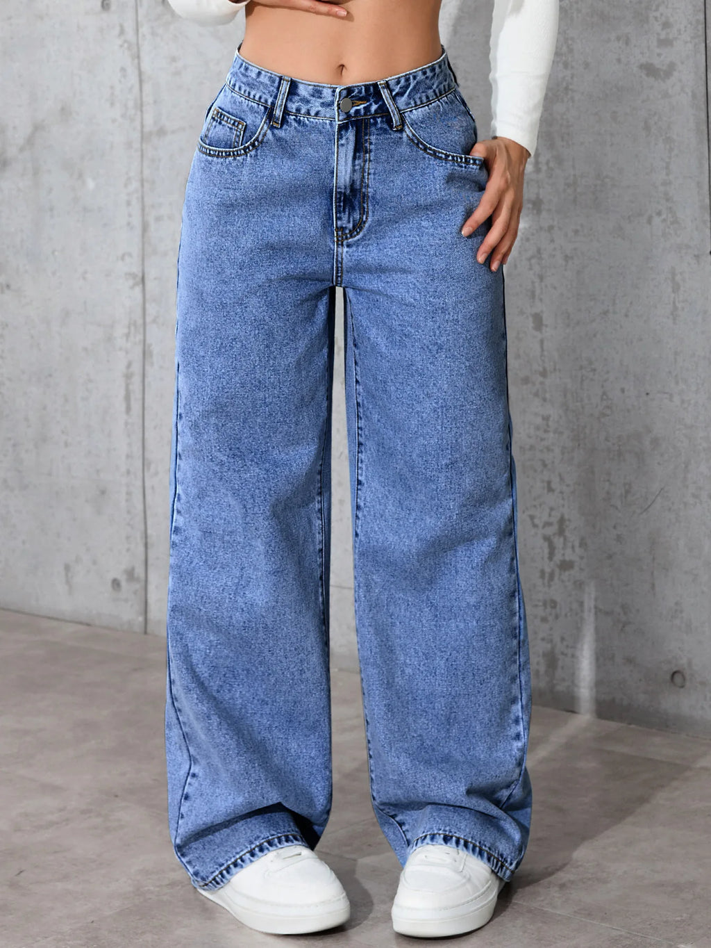 Women's High‑Waist Wide‑Leg Jeans S‑5XL – Plus‑Size Straight Loose Casual Pants