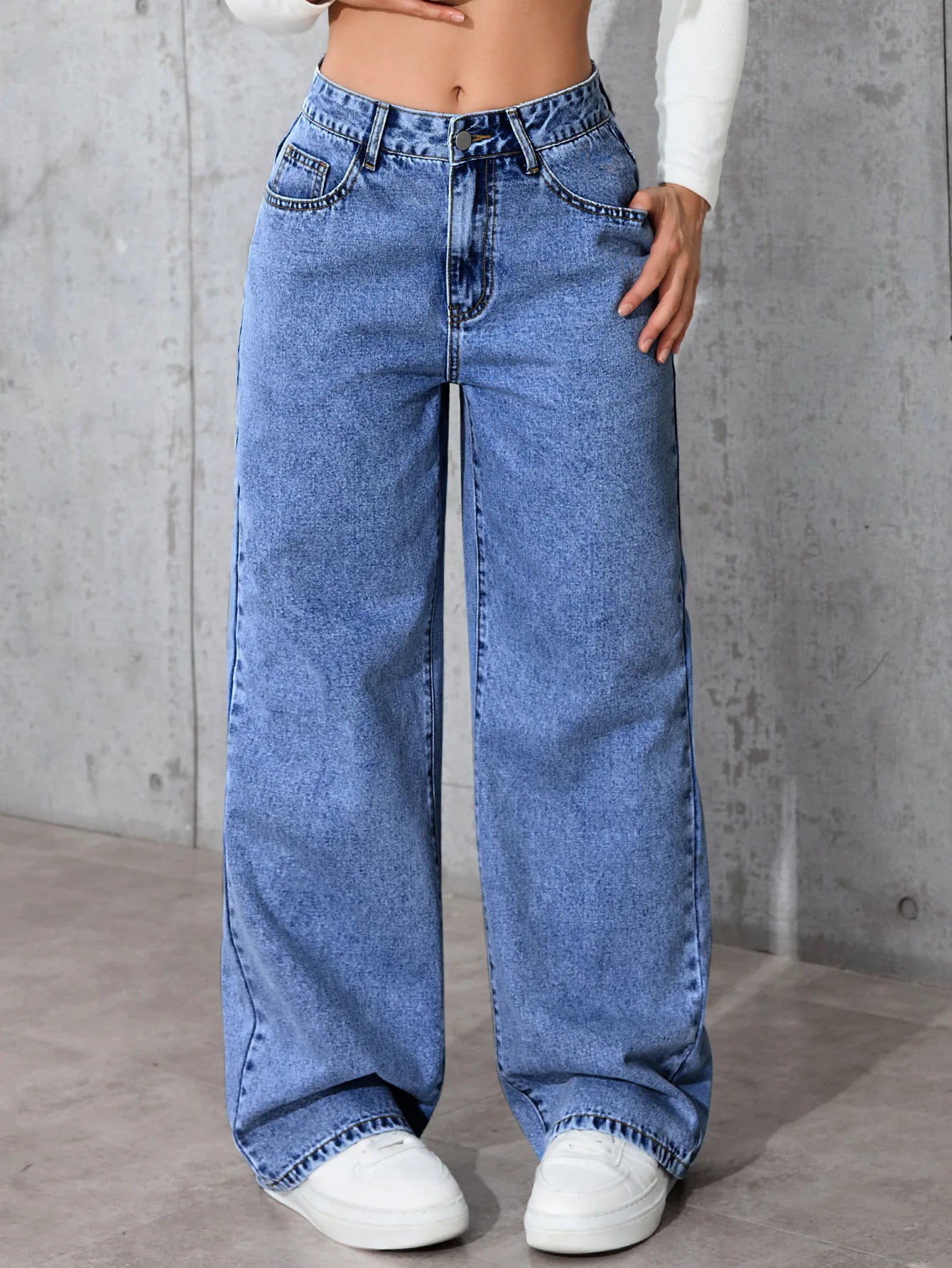 Women's High‑Waist Wide‑Leg Jeans S‑5XL – Plus‑Size Straight Loose Casual Pants