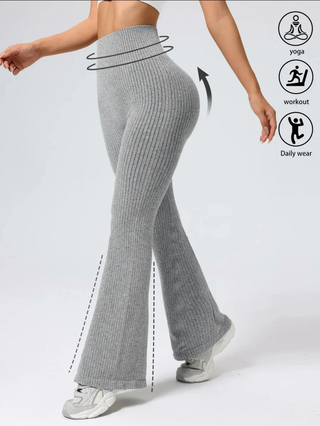 High‑Waist Stretch Bell‑Bottom Pants for Women – Slim Fit Workout & Casual Wear