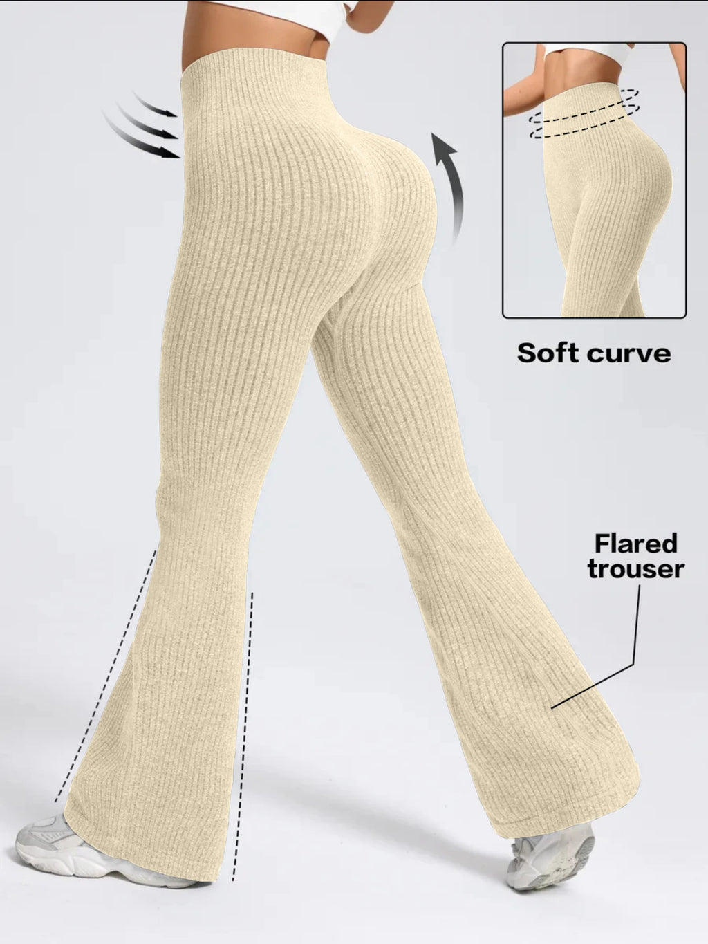 High‑Waist Stretch Bell‑Bottom Pants for Women – Slim Fit Workout & Casual Wear
