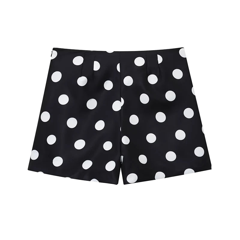 Vintage Pünktchen Shorts mit hoher Taille und lockerem Schnitt