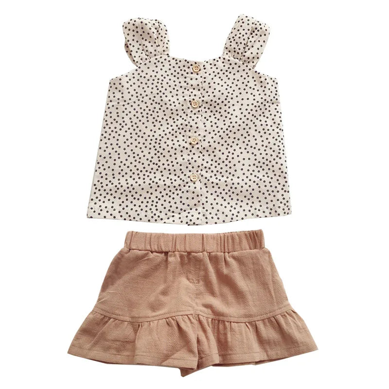 Fashion Baby Girls Clothes Sets Cotton Cute Toddler Kids Sleeveless 2 Pieces suits Summer