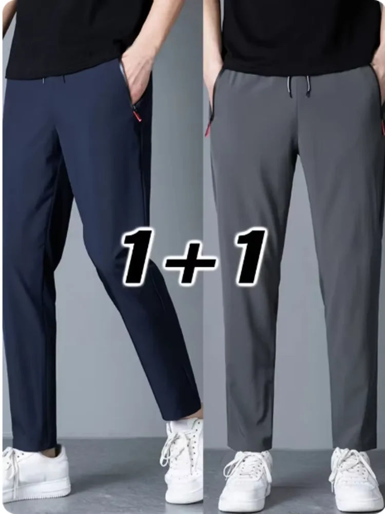 2er-Pack Herren Casual Hosen – Stretch, Elastischer Bund, Bequem