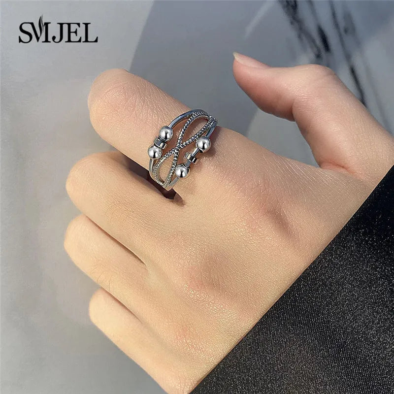 Punk Anti-Stress Spinner Ring – Verstellbar, Perlen, für Paare