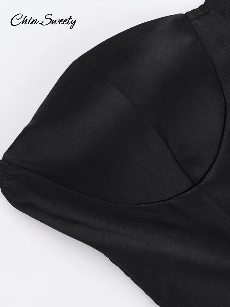 Elegantes Trägerlos Minikleid für Damen – A-Linie, Rüschen, Party & Abend