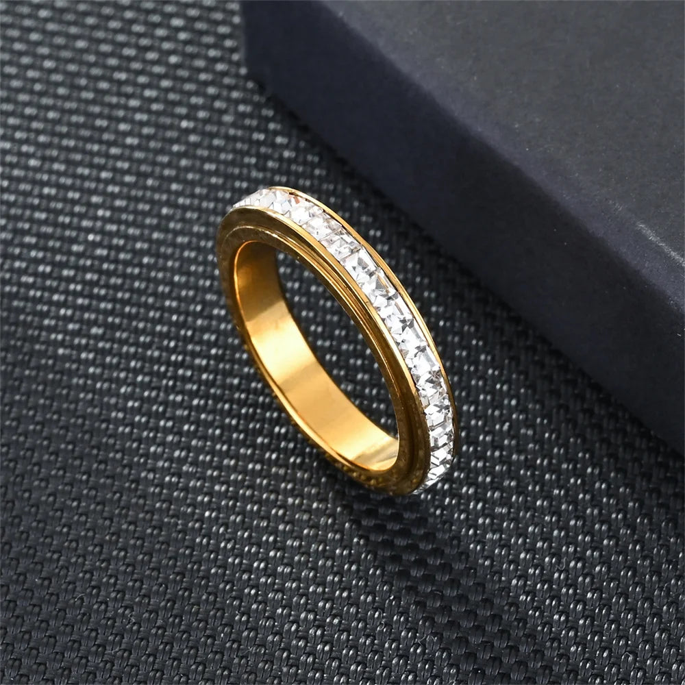 Anti-Stress Spinner Ring für Damen – 4mm, Edelstahl, Gold & Silber, Zirkonia