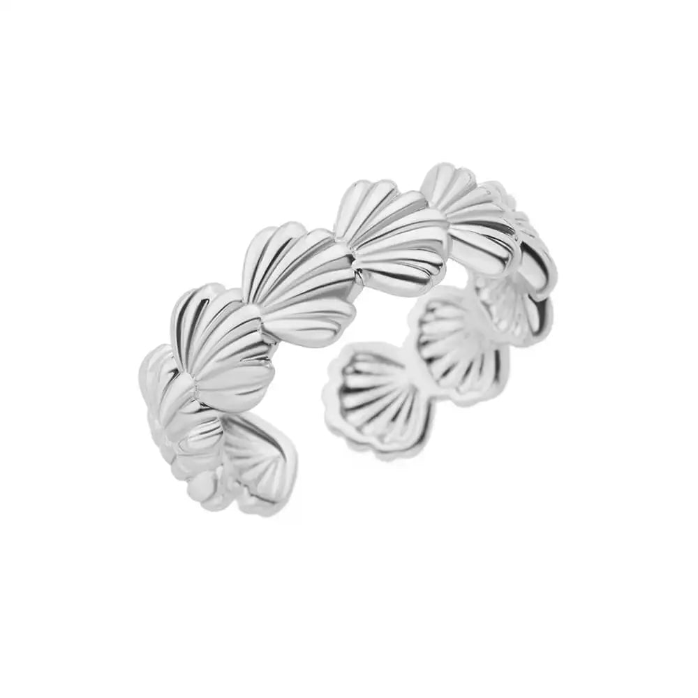 Edelstahl Ringe für Damen – 316L, Verstellbar, Muschel-Design