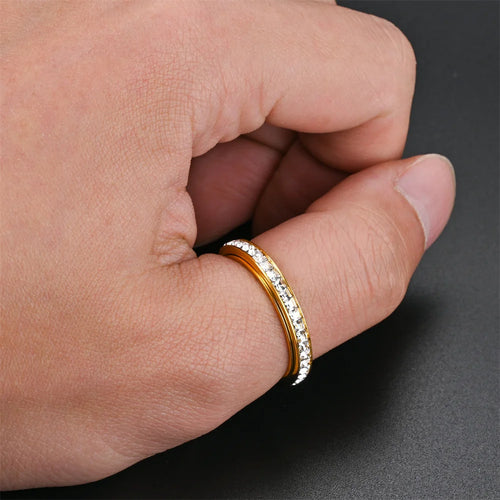 Anti-Stress Spinner Ring für Damen – 4mm, Edelstahl, Gold & Silber, Zirkonia