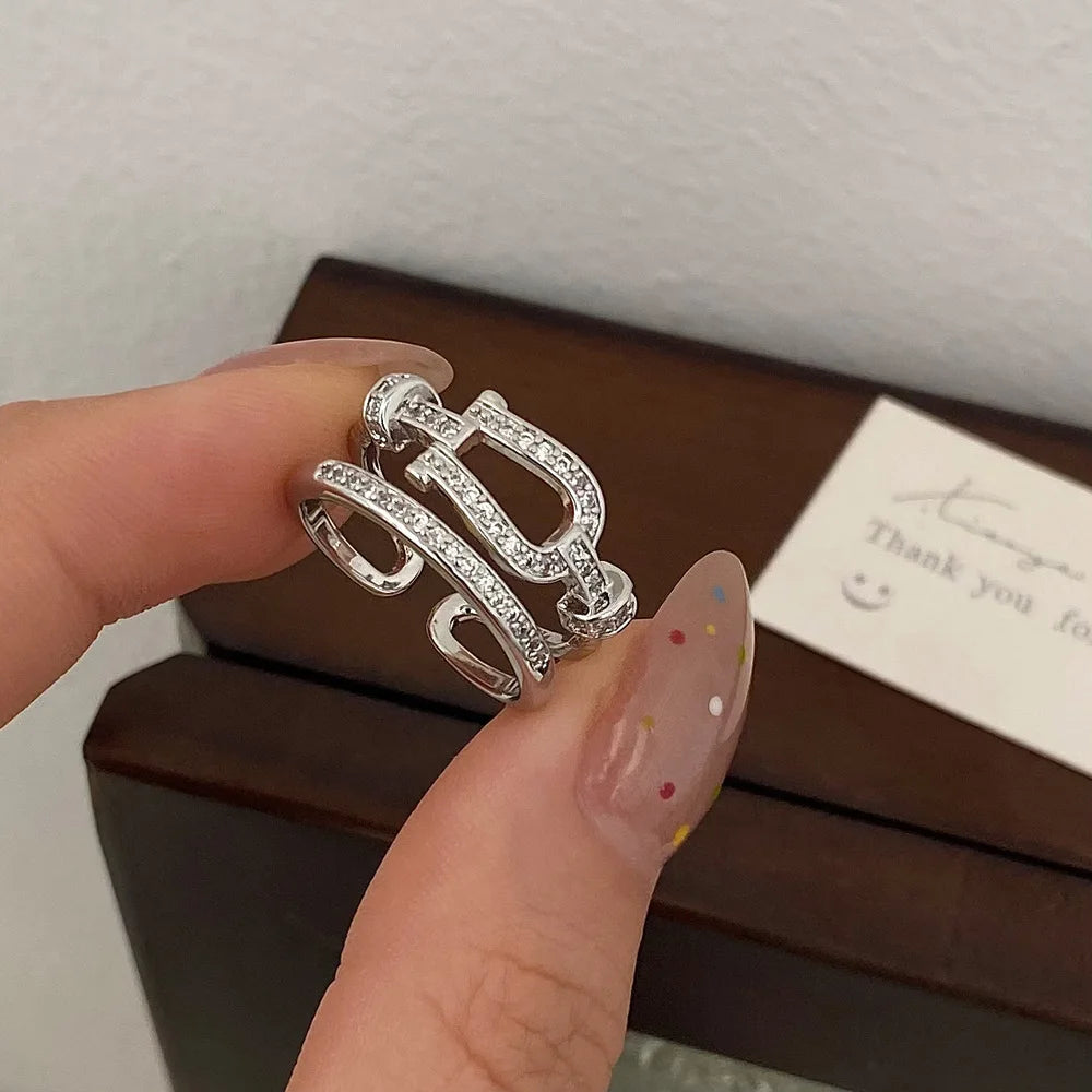 Korean Style Doppelring für Damen – Trendy, Zweischichtig, INS