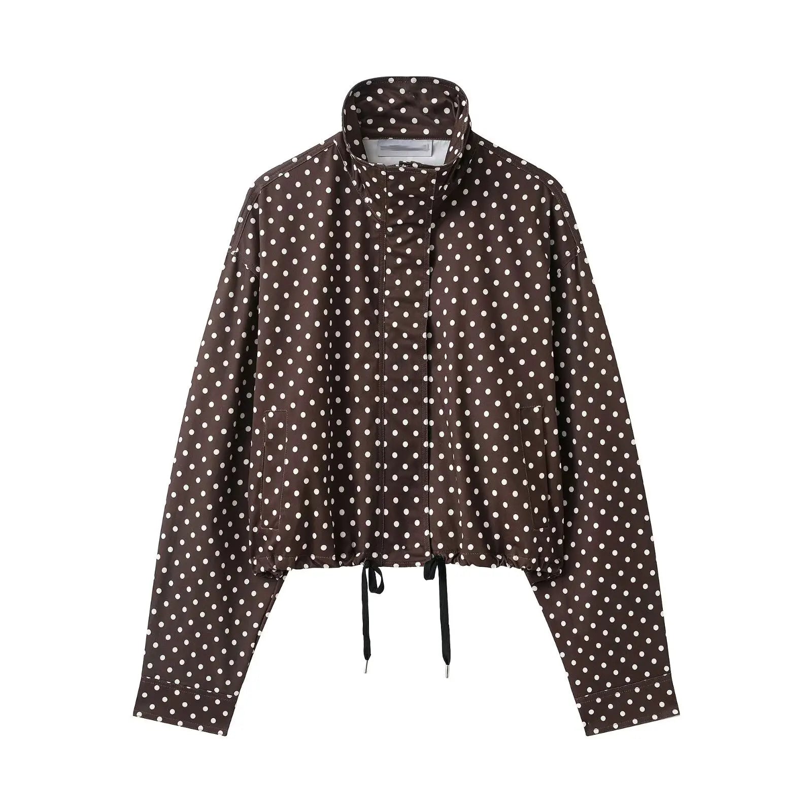 Damen Jacke – Polka Dot, Stehkragen, Einreihig, Schnürung, Streetwear