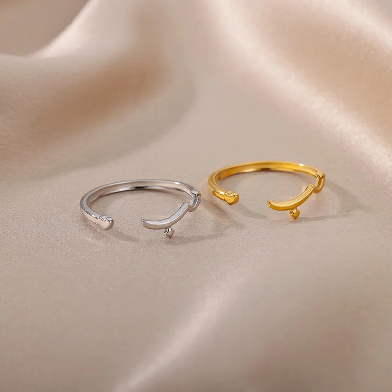 Edelstahl Liebesringe für Damen – Minimalistisch, Arabische Gravur