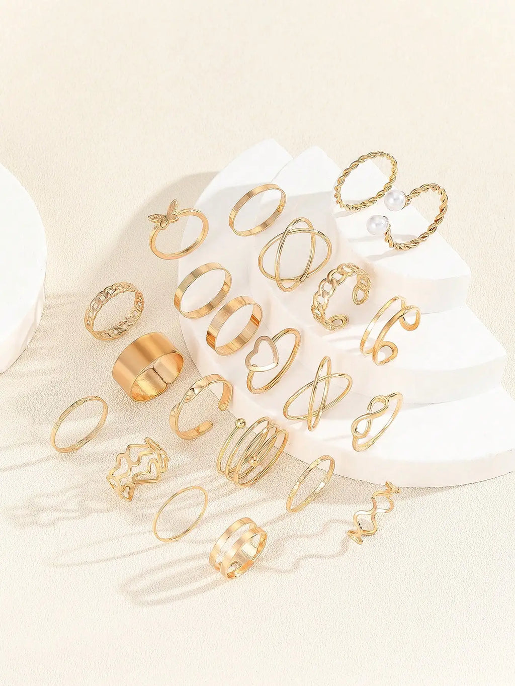 Damen Ring Set – Silber, Boho, Retro, Herz, Schmetterling, Geometrisch, Geschenk