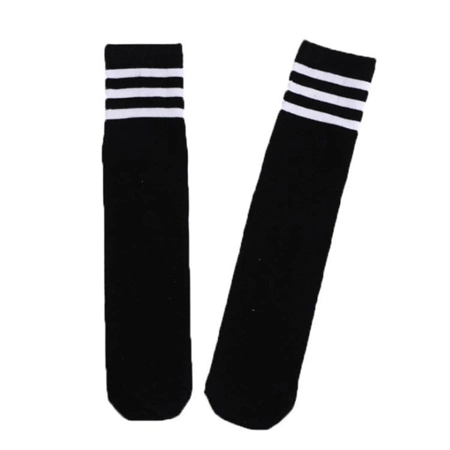 Kids Knee High Socks For Girls Boys Football Stripes Sports Old School White Socks Skate Children Baby Long Tube Cheer Socks