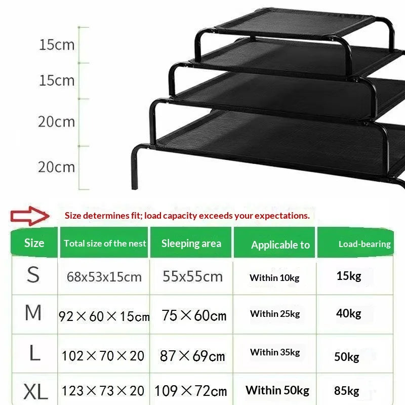 Erhöhtes Hundebett – Atmungsaktiv, Für alle Jahreszeiten, Outdoor & Indoor