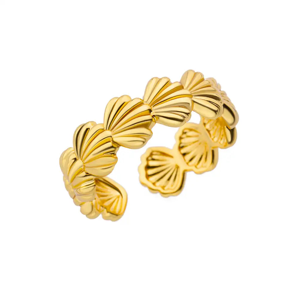 Edelstahl Ringe für Damen – 316L, Verstellbar, Muschel-Design