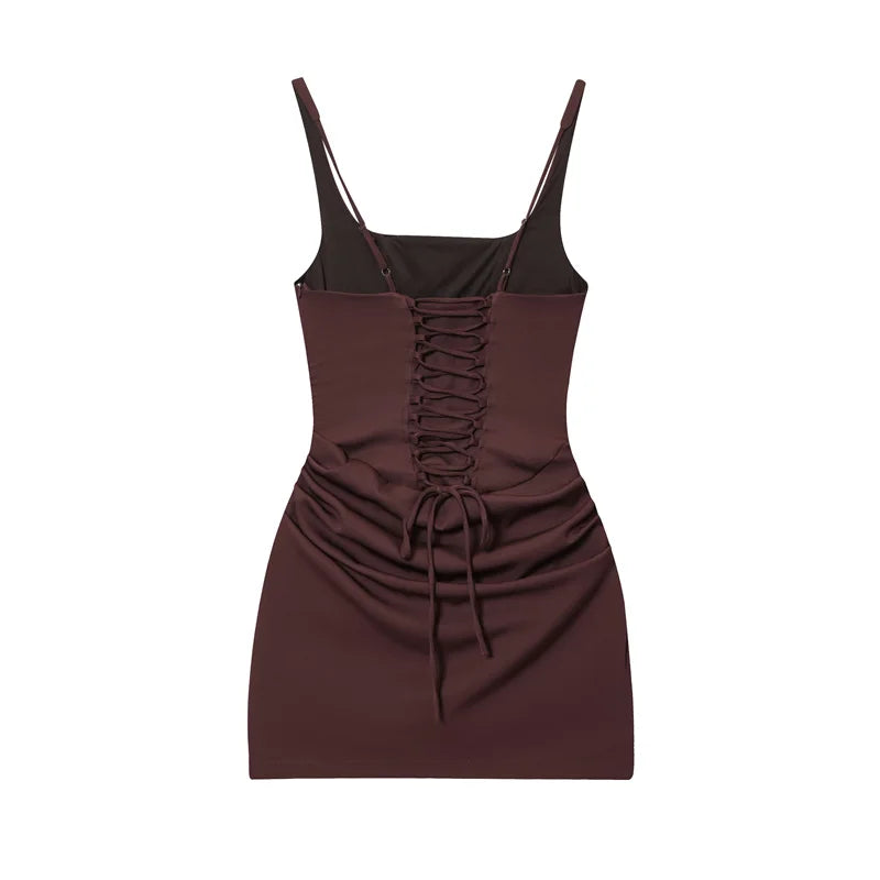 Damen Bodycon Minikleid – Träger, Sexy, Schnürdetails, Herbst 2025