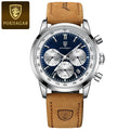 Herren-Chronograph Luxusuhr – Wasserdicht, Lederarmband, Quarz