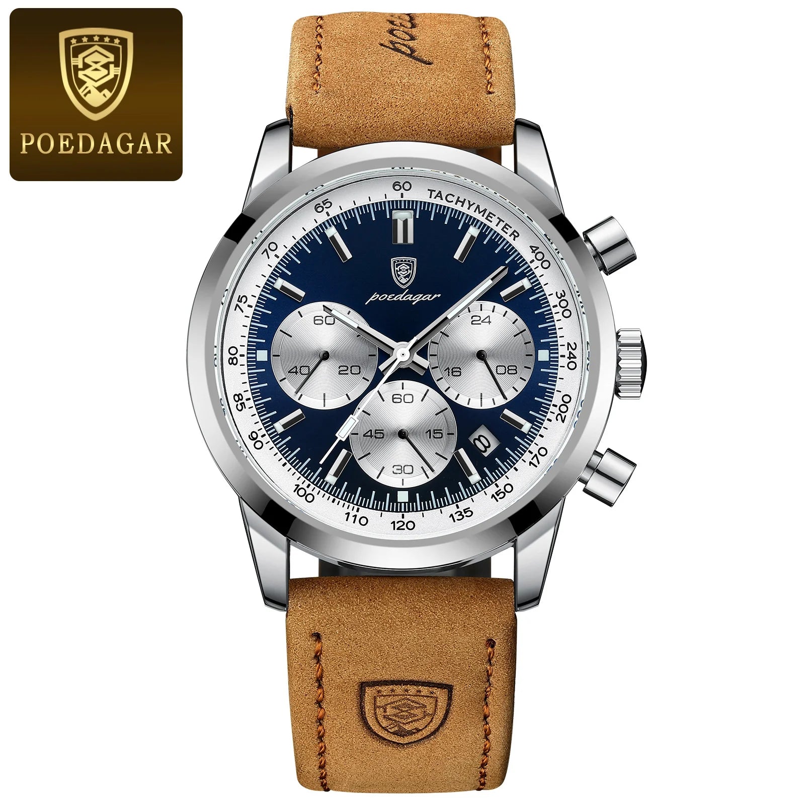 Herren-Chronograph Luxusuhr – Wasserdicht, Lederarmband, Quarz