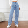 Fashion Retro Blue Y2K High‑Street Baggy Straight High‑Waist Jeans
