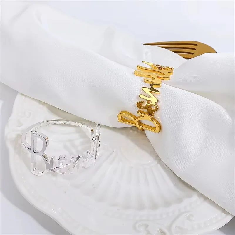 Goldene Serviettenringe – Hochzeit, Hotel, Tischdeko, Rund