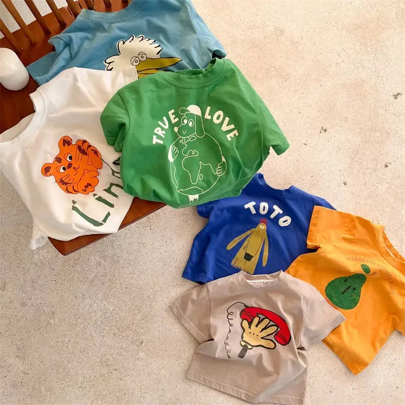 Kids T-shirt Summer 2026 Tops for Boys Short-sleeve Girls Shirts Cartoon Children Blouse Baby Tees Toddler Outerwear Clothes