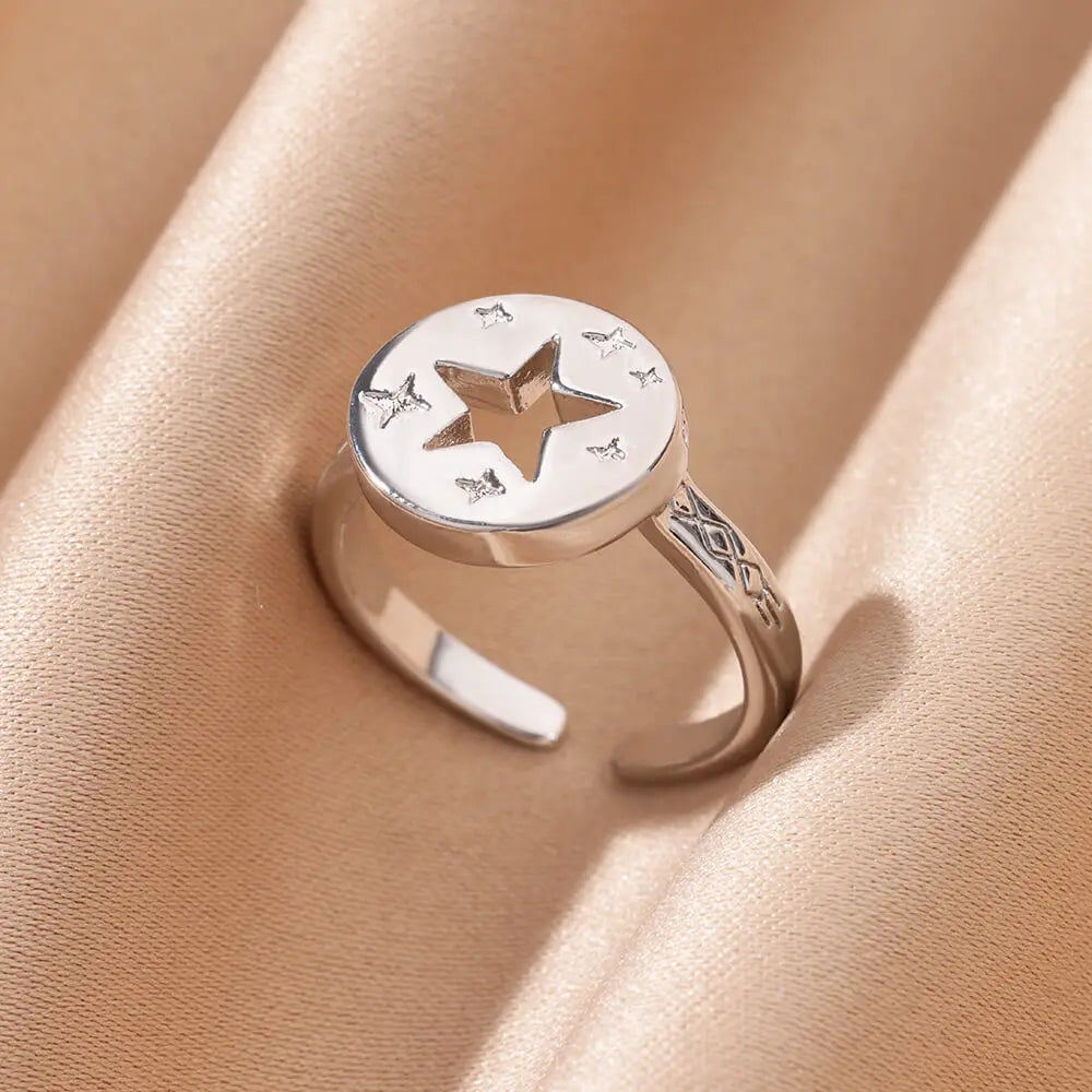Edelstahl Ringe für Damen – 316L, Verstellbar, Muschel-Design