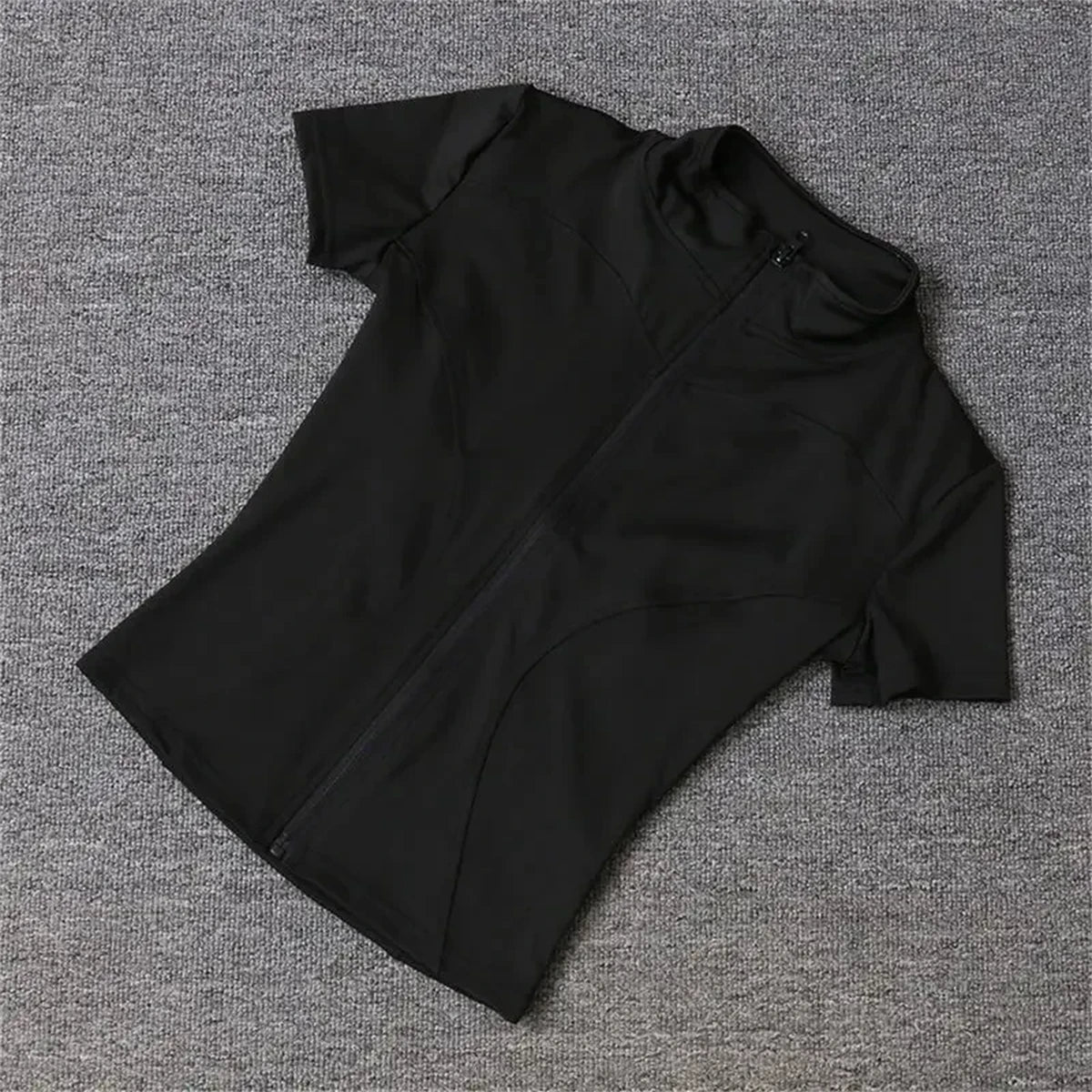 Damen Yoga Sport Top – Stehkragen, Reißverschluss, Slim Fit, Sommer