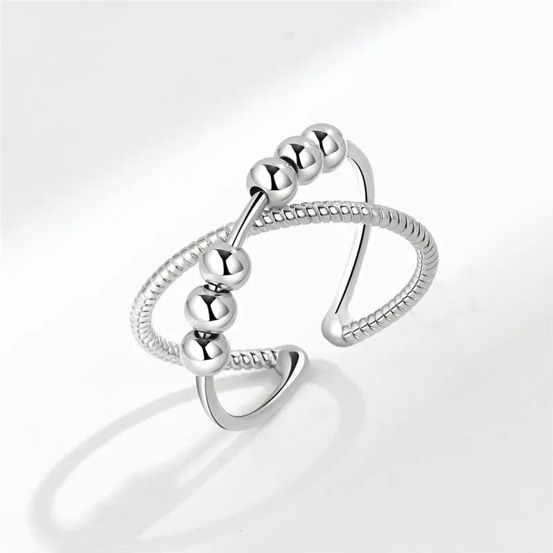 Punk Anti-Stress Spinner Ring – Verstellbar, Perlen, für Paare