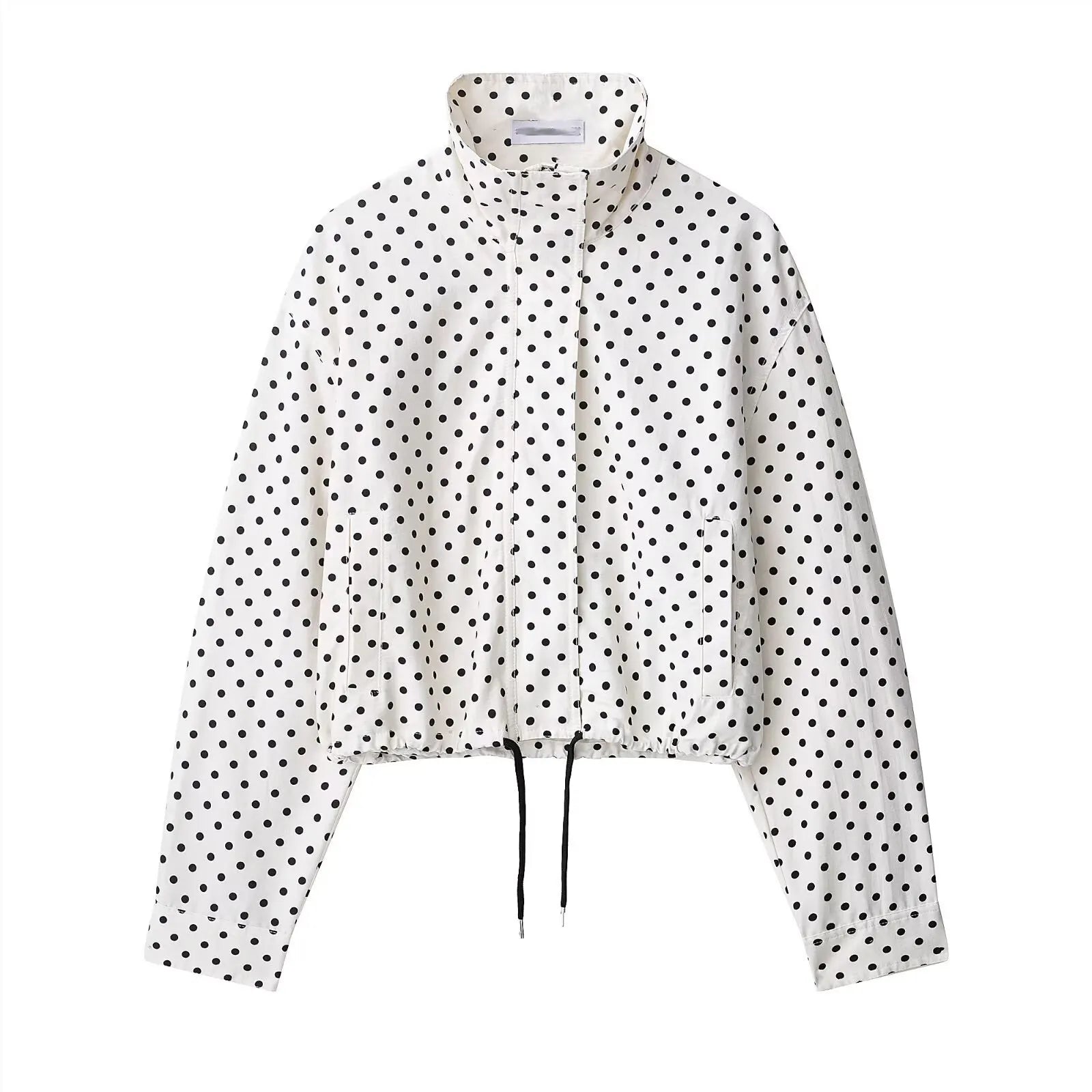 Damen Jacke – Polka Dot, Stehkragen, Einreihig, Schnürung, Streetwear