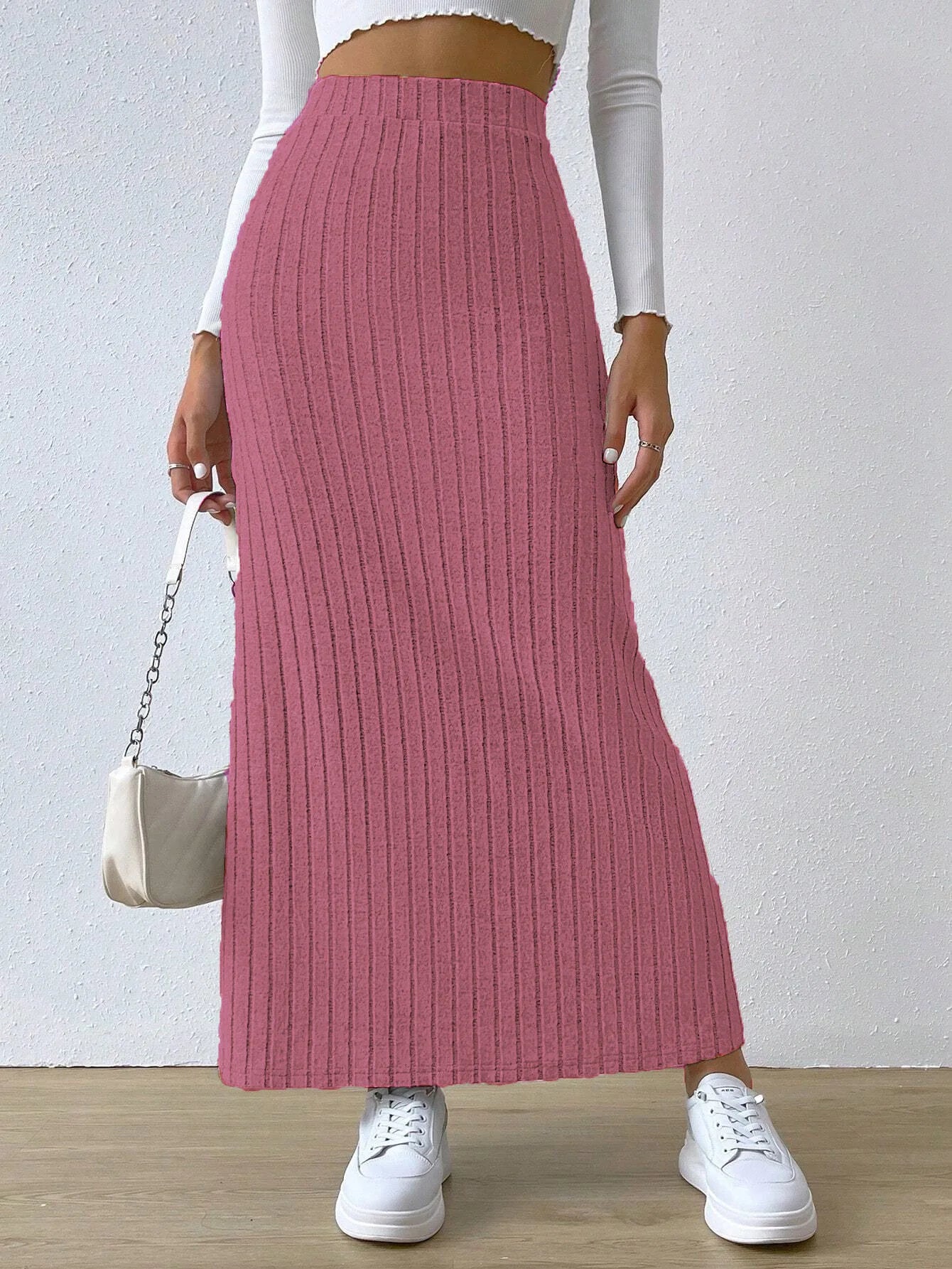 Gestrickter Minirock für Damen – Hoher Bund & seitlicher Schlitz