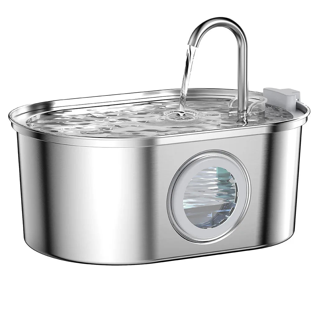 Haustier Wasserspender 3,2L – Edelstahl, Leise, Automatisch mit Filter