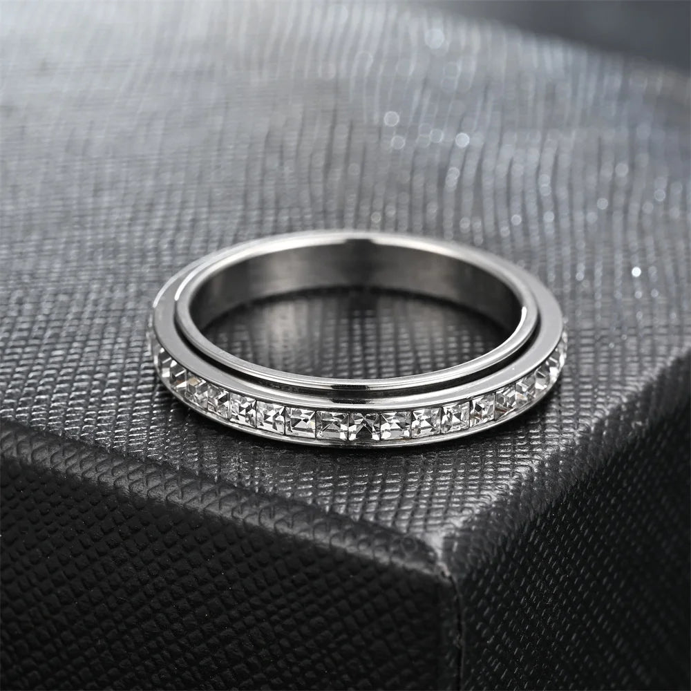 Anti-Stress Spinner Ring für Damen – 4mm, Edelstahl, Gold & Silber, Zirkonia