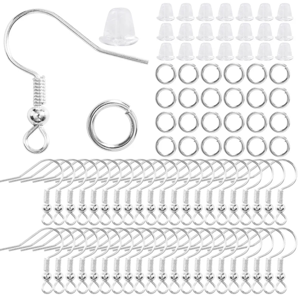 300-teiliges Ohrringe-Bastelset – Haken, Biegeringe, Gummistopper, Hypoallergen