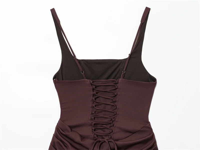 Damen Bodycon Minikleid – Träger, Sexy, Schnürdetails, Herbst 2025