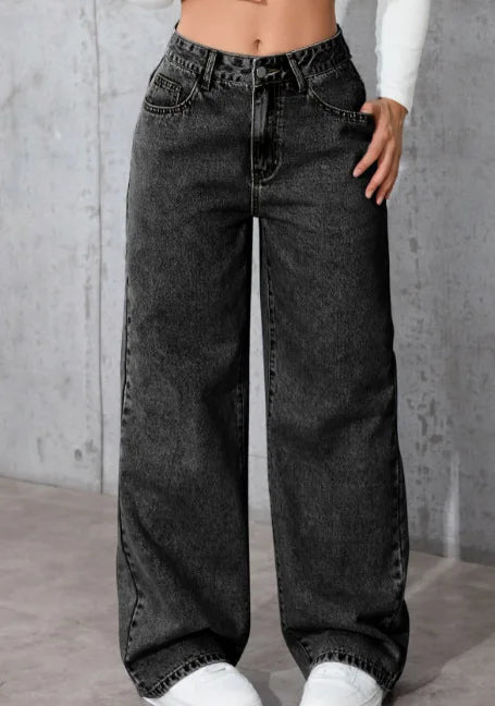 High‑Waist Wide‑Leg Damenjeans S‑5XL – Lockerer Straight Fit aus Denim