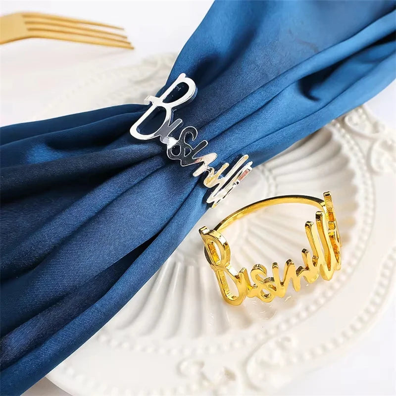 Goldene Serviettenringe – Hochzeit, Hotel, Tischdeko, Rund