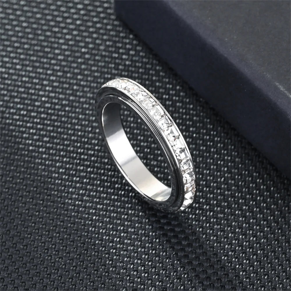 Anti-Stress Spinner Ring für Damen – 4mm, Edelstahl, Gold & Silber, Zirkonia